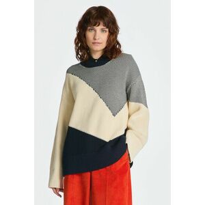 PULÓVER GANT COLOUR BLOCK COTTON C-NECK EVENING BLUE kép