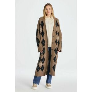 KARDIGÁN GANT ARGYLE V-NECK LONG CARDIGAN MOLE BROWN kép