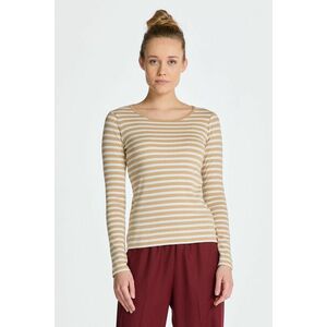 PÓLÓ GANT SLIM STRIPED 1X1 RIBBED LS T-SHIRT DARK KHAKI kép