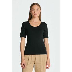 PÓLÓ GANT SLIM COT/ELA SS SCOOP NECK TOP BLACK kép