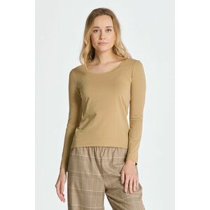 PÓLÓ GANT SLIM COT/ELA LS SCOOP NECK TOP DARK KHAKI kép