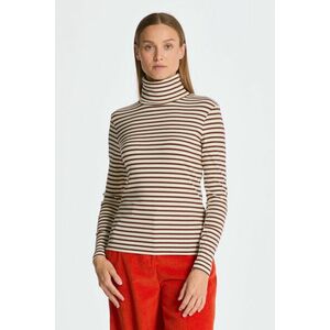 GARBÓ GANT SLIM STRIPED RIBBED TURTLENECK WEATHERED BROWN kép