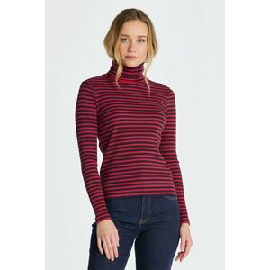 GARBÓ GANT SLIM STRIPED RIBBED TURTLENECK RICH RED kép