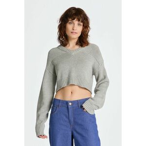 PULÓVER GANT CROPPED V-NECK GREY MELANGE kép