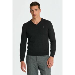 PULÓVER GANT CTN/WO V-NECK DK CHARCOAL MELANGE kép