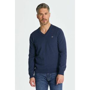 PULÓVER GANT CTN/WO V-NECK MARINE MELANGE kép