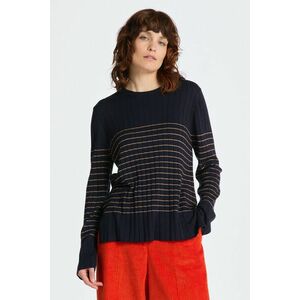 PULÓVER GANT STRIPE RIBBED KNIT C-NECK EVENING BLUE kép