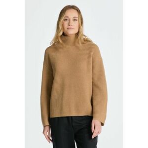 PULÓVER GANT WOOL RIBBED STAND COLLAR DARK KHAKI kép