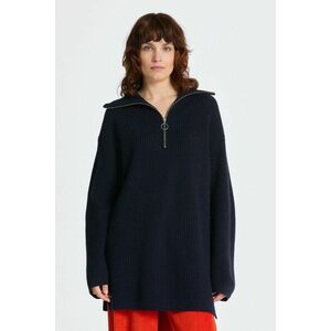 PULÓVER GANT WOOL RIBBED HALF ZIP EVENING BLUE kép