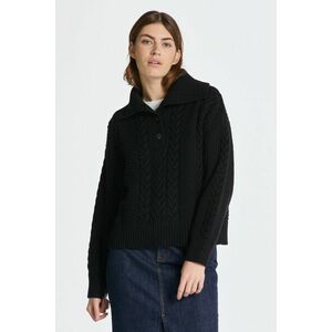 GARBÓ GANT CABLE TEXTURE BUTTONED ROLL NECK EBONY BLACK kép