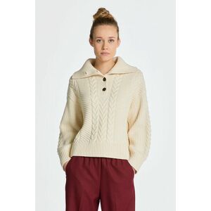 GARBÓ GANT CABLE TEXTURE BUTTONED ROLL NECK CREAM kép