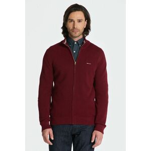 PULÓVER GANT COTTON PIQUE ZIP CARDIGAN PLUMPED RED kép