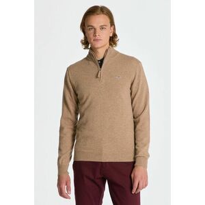 PULÓVER GANT SUPERFINE LAMBSWOOL HALF ZIP DK. SAND MELANGE kép