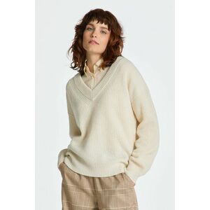 PULÓVER GANT WOOL RIBBED V-NECK CREAM kép