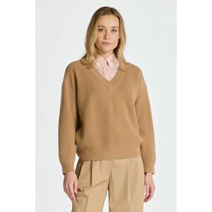 PULÓVER GANT WOOL RIBBED V-NECK DARK KHAKI kép