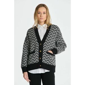 KARDIGÁN GANT MULTICOLOR HERRINGBONE CARDIGAN EBONY BLACK kép