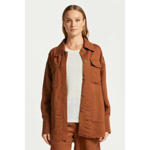 ING GANT LINEN VISCOSE SHIRT JACKET MAHOGANY BROWN kép