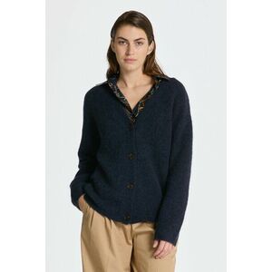 KARDIGÁN GANT HAIRY TEXTURE V-NECK CARDIGAN EVENING BLUE kép