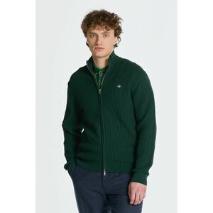 KARDIGÁN GANT COTTON TEXTURE ZIP CARDIGAN TARTAN GREEN kép