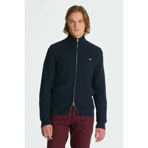 KARDIGÁN GANT COTTON TEXTURE ZIP CARDIGAN EVENING BLUE kép