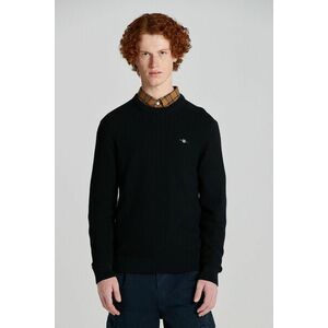 PULÓVER GANT COTTON TEXTURE C-NECK BLACK kép