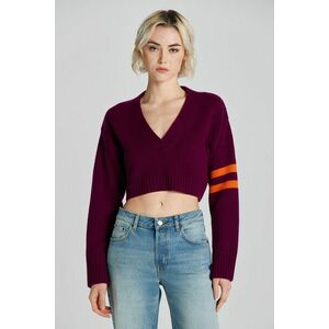 PULÓVER GANT CROPPED CASHMERE V-NECK PANSY PURPLE kép