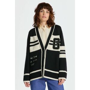 KARDIGÁN GANT VARSITY V-NECK CARDIGAN EBONY BLACK kép