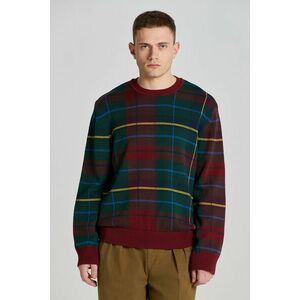 PULÓVER GANT TARTAN JACQUARD C-NECK PLUMPED RED kép