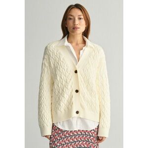 KARDIGÁN GANT TEXTURED COTTON CARDIGAN CREAM kép