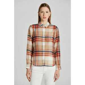 BLÚZ GANT REG CHECKED COTTON SILK SHIRT DARK KHAKI kép