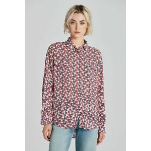 BLÚZ GANT REL GEOMETRIC PRINT SHIRT CREAM kép