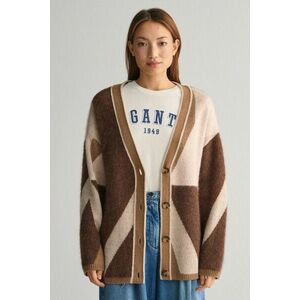 KARDIGÁN GANT LETTERSPRINT INTARSIA CARDIGAN ROASTED WALNUT kép