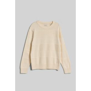 PULÓVER GANT TONAL BARSTRIPED COTTON C-NECK CREAM kép