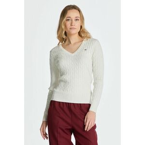 PULÓVER GANT STRETCH COTTON CABLE V-NECK EGGSHELL kép