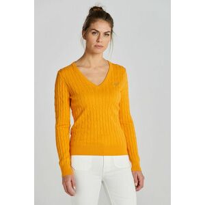 PULÓVER GANT STRETCH COTTON CABLE V-NECK MEDAL YELLOW kép