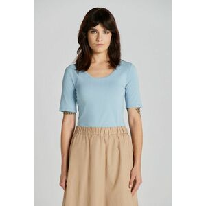 PÓLÓ GANT SLIM COT/ELA SS SCOOP NECK TOP DOVE BLUE kép