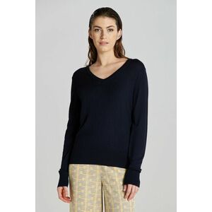 PULÓVER GANT FINE KNIT V-NECK EVENING BLUE kép