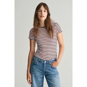 PÓLÓ GANT STRIPED RIBBED SS T-SHIRT CLASSIC BLUE kép