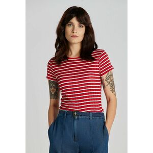 PÓLÓ GANT STRIPED RIBBED SS T-SHIRT BRIGHT RED kép