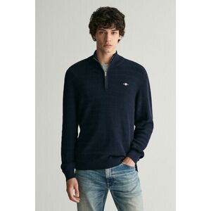 PULÓVER GANT STRIPE TEXTURED COTTON H-ZIP EVENING BLUE kép