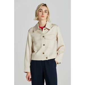 DZSEKI GANT CROPPED LINEN BLEND JACKET SOFT OAT kép