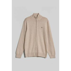 PULÓVER GANT CASUAL COTTON ZIP CARDIGAN LIGHT BEIGE MELANGE kép