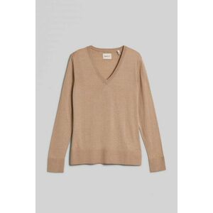 PULÓVER GANT FINE KNIT V-NECK DRY SAND kép