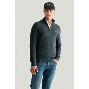 PULÓVER GANT TEXTURED COTTON H-ZIP ANTRACIT MELANGE kép