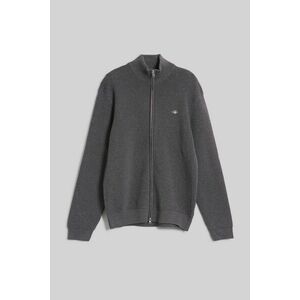 KARDIGÁN GANT TEXTURED COTTON FULL ZIP CARDIGAN ANTRACIT MELANGE kép