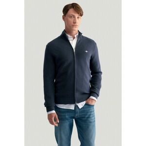 KARDIGÁN GANT TEXTURED COTTON FULL ZIP CARDIGAN EVENING BLUE kép