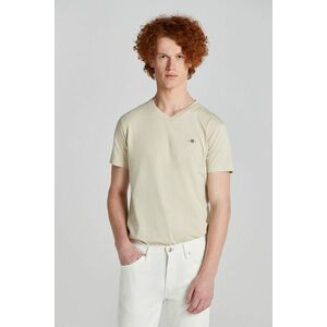 PÓLÓ GANT SLIM SHIELD V-NECK T-SHIRT SILKY BEIGE kép