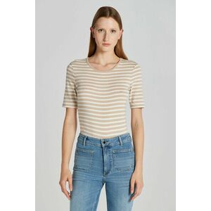 PÓLÓ GANT SLIM STRIPED 1X1 RIBBED SS T-SHIRT DRY SAND kép