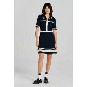 RUHA GANT POLO HALF ZIP KNIT DRESS EVENING BLUE kép