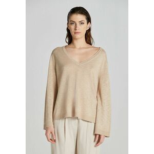 PULÓVER GANT LINEN BLEND V-NECK DRY SAND kép